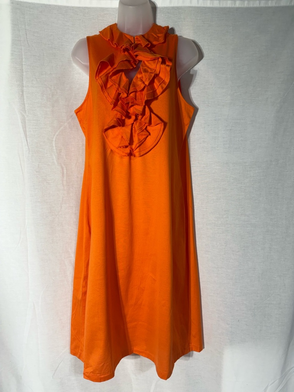 Lauren Ralph Lauren Orange Ruffle Neck Sleeveless Top Size Medium